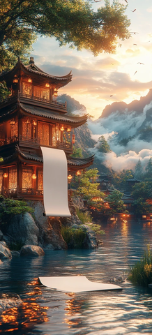 白纱纸建筑夜景