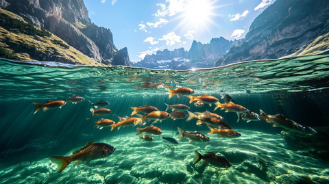 高山湖鱼群穿梭