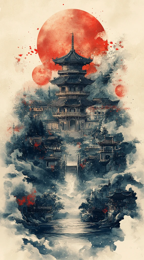 古韵水墨双塔城