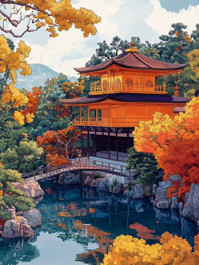 日式花园线稿图