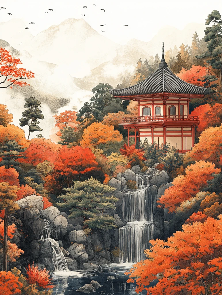 日式花园线稿图