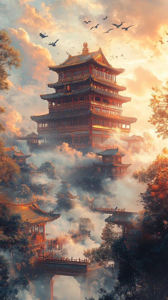 金玉祥云仙鹤图