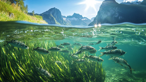 高山湖鱼群穿梭