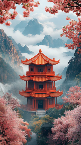 云山樱树古建筑