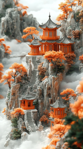 云绕建筑木雕绣