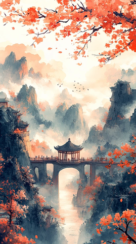 桃花流水儿童图