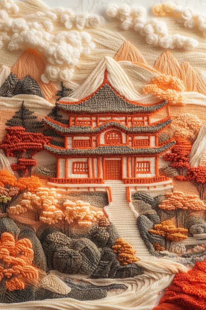 编织山水建筑图