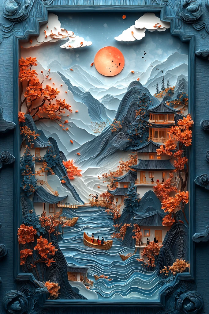 祥云流溪古建图