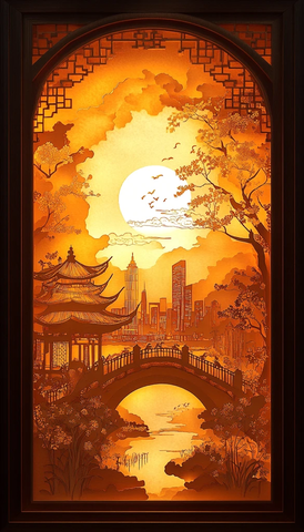 剪纸艺术灯笼图