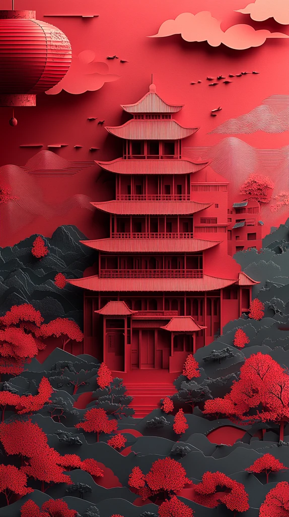 红纸灯笼外滩景象