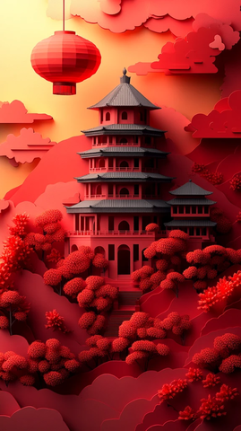 红纸灯笼外滩景象