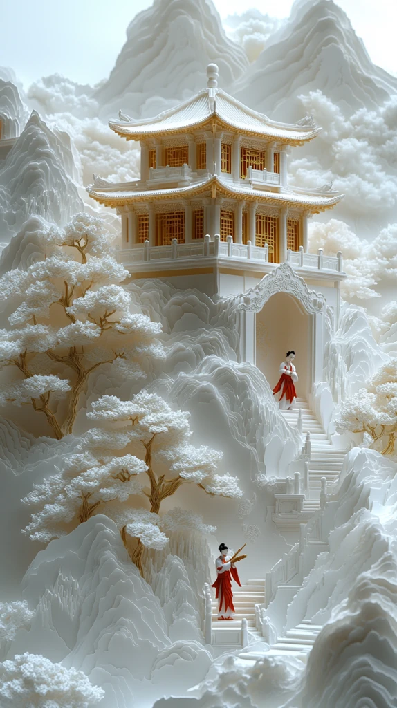 山水亭阁纸雕艺术