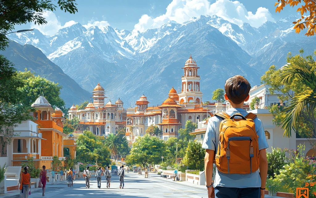 学童望楼山远眺