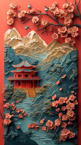 古代春景红包袋