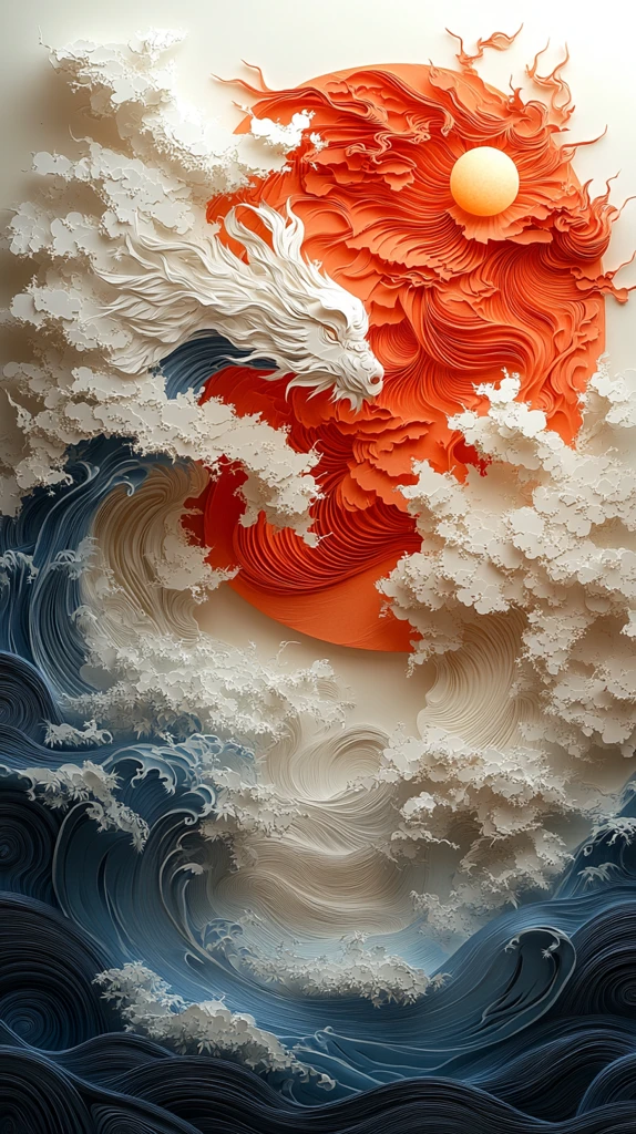 夏日纸艺建筑水流