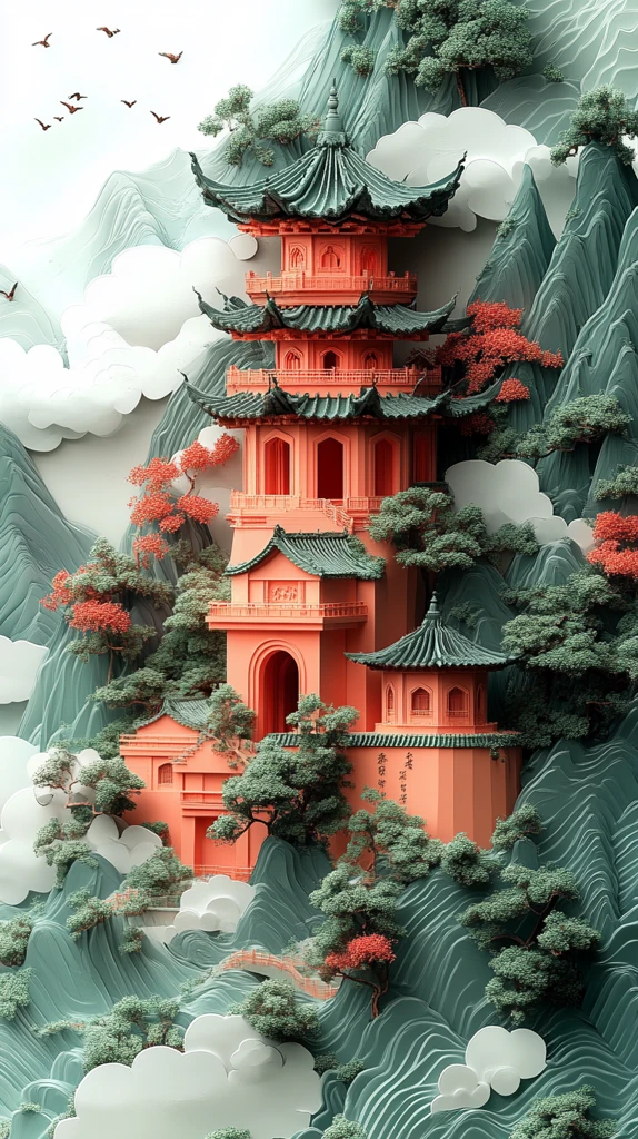 玉石山水祥云图