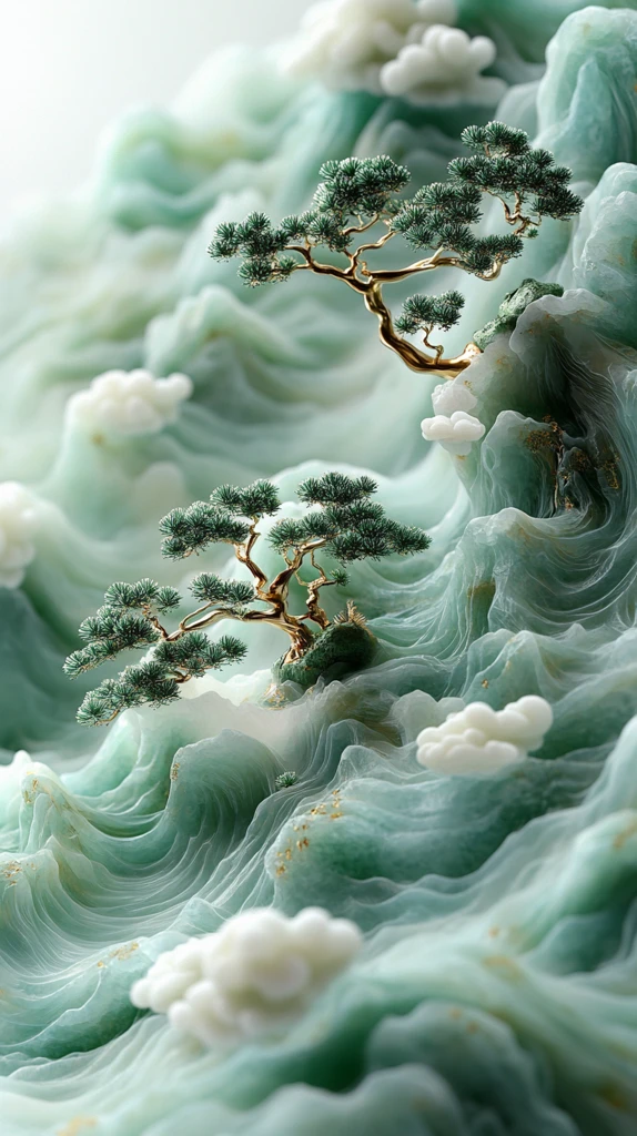 玉石山水祥云图