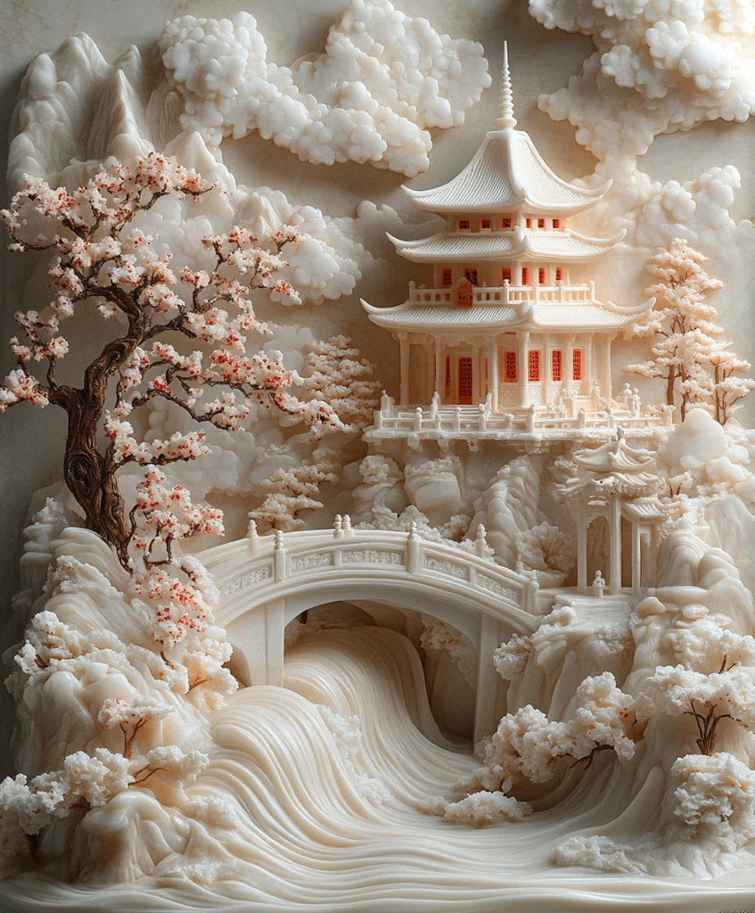 樱花树下桥流水