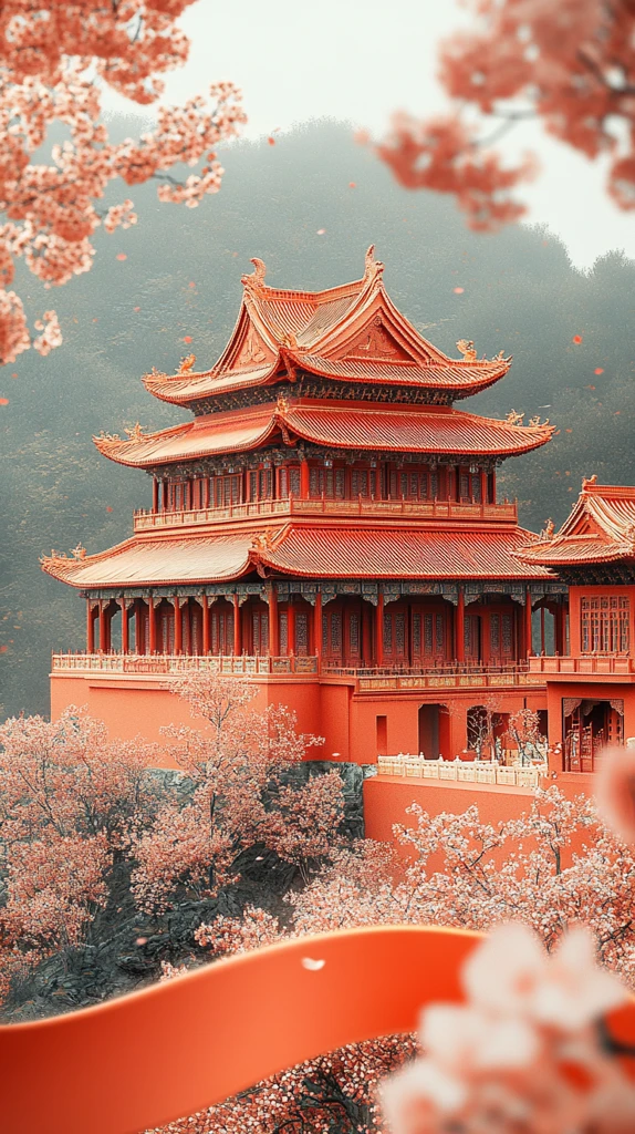 红色卷轴与金色宫殿