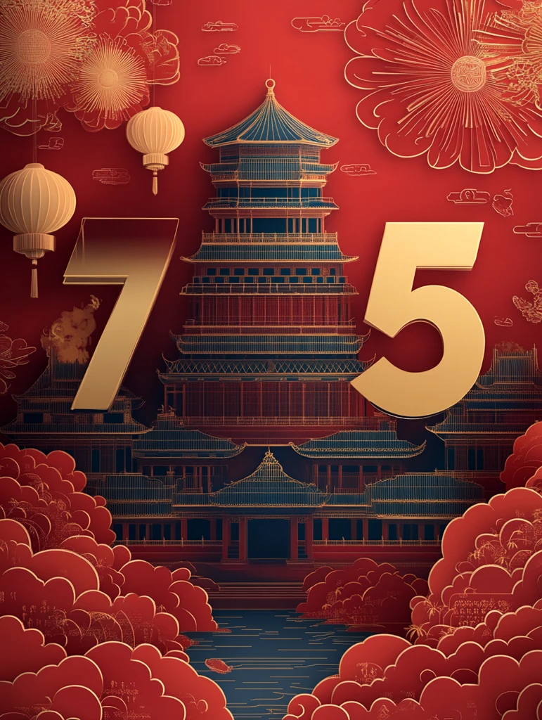 剪纸数字中国年图案