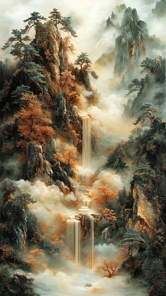 青铜嵌玉山水画