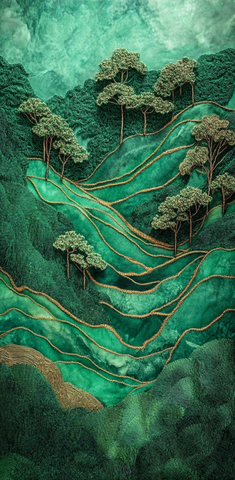 孔雀绿织锦竹林谷