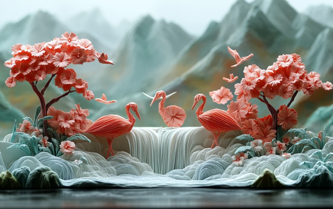 折叠纸景山水画