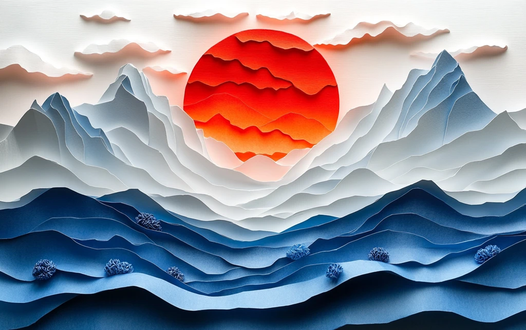 折叠纸景山水画