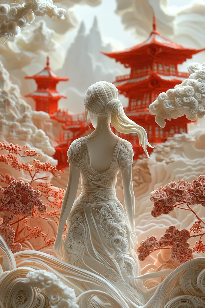 少女漫步亚洲场景