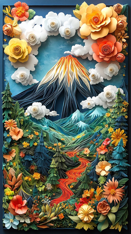 纸艺森林火山海报