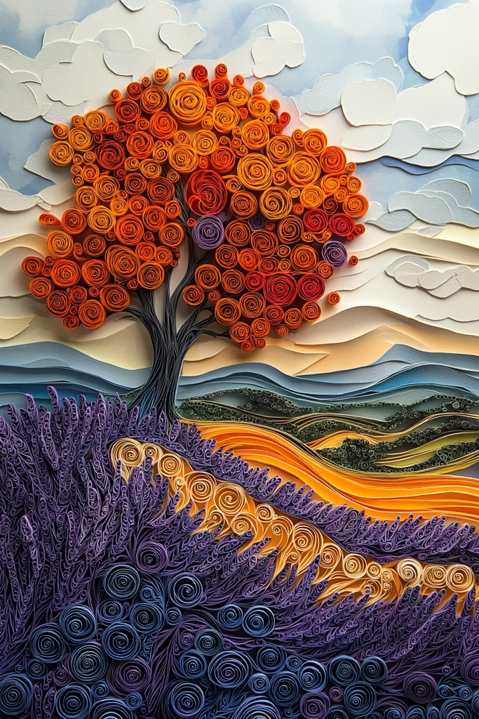 卷纸艺术与薰衣草