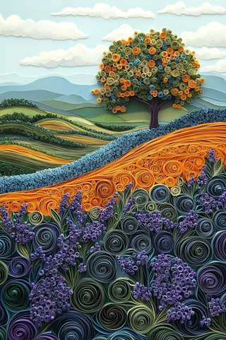 卷纸艺术与薰衣草