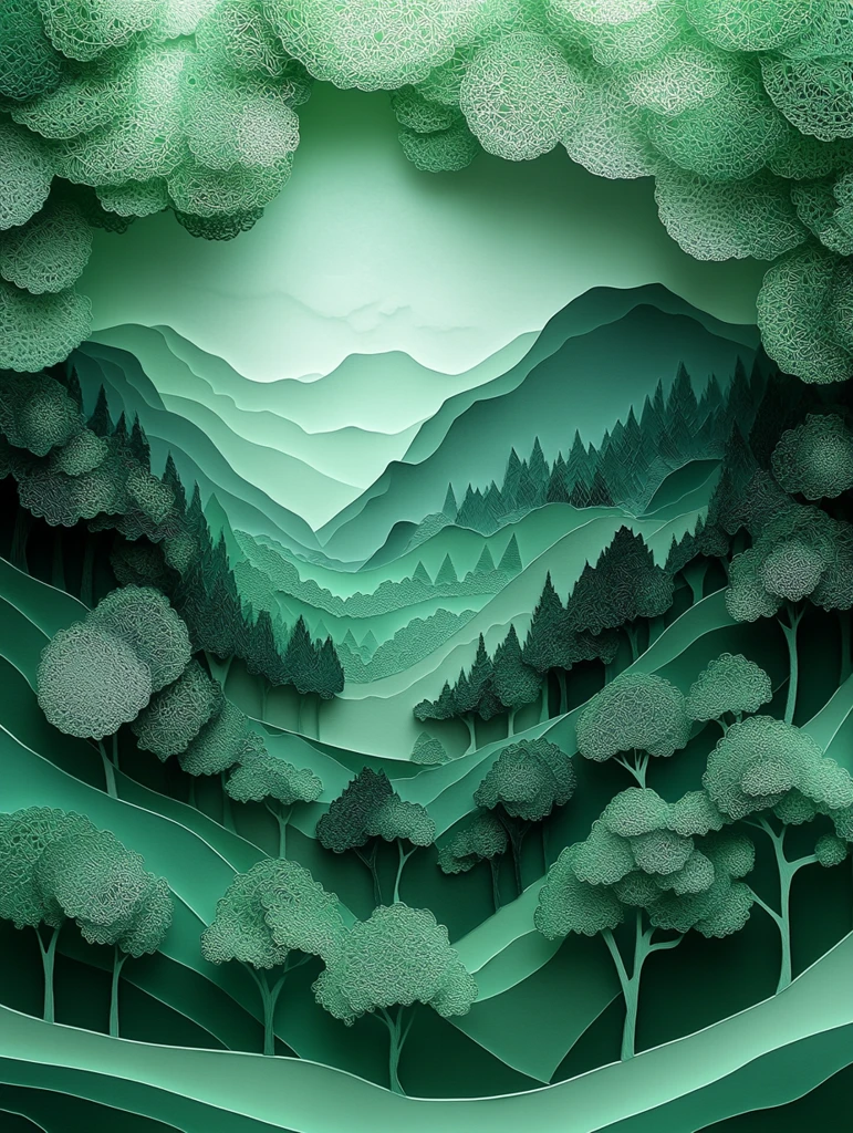 森林剪纸景观