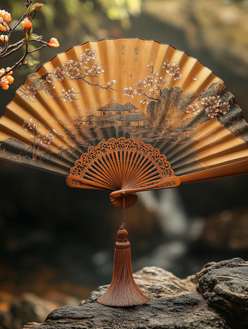 古代山水立体折扇