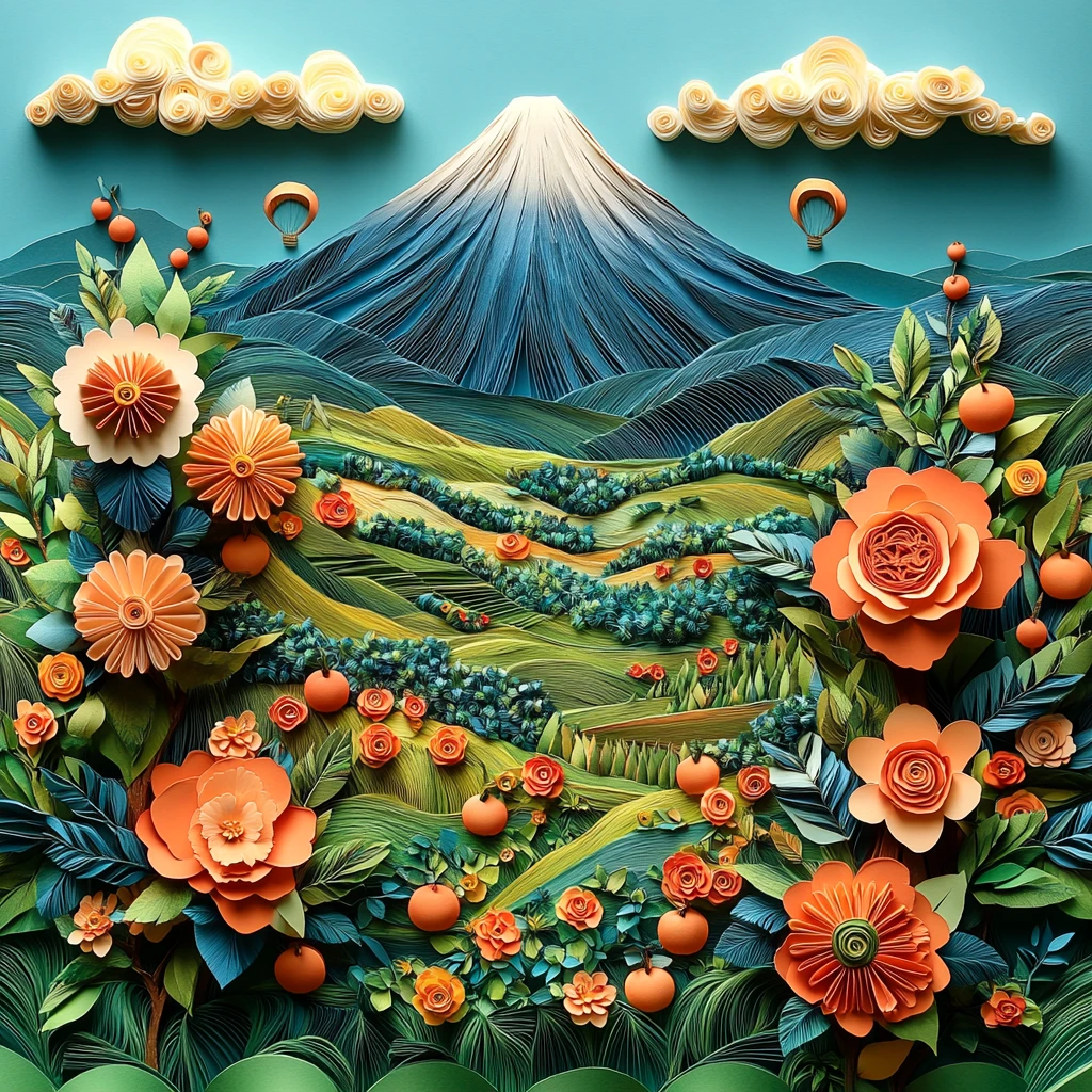 苹果园与山景剪纸