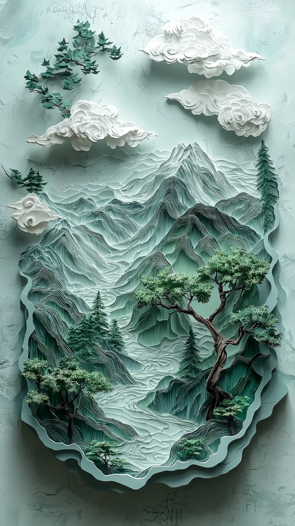 山水云树纸艺