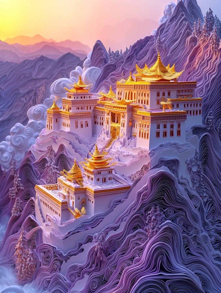 金色屋顶层叠建筑