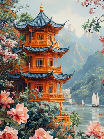 黄鹤楼与古树江景