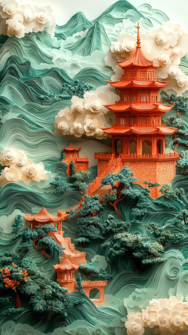 绢纸雕刻中国风