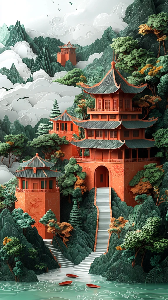 绢纸雕刻中国风