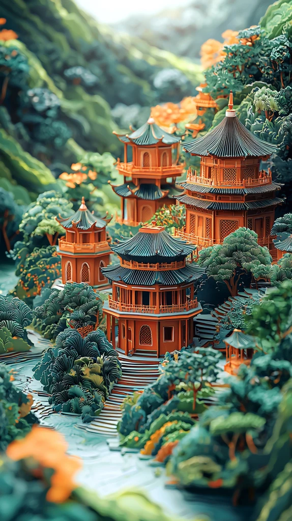 绢纸雕刻中国风