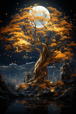 生命之树与珍珠孔雀