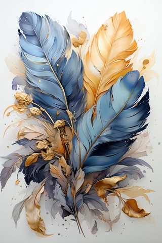 蓝色金色羽毛