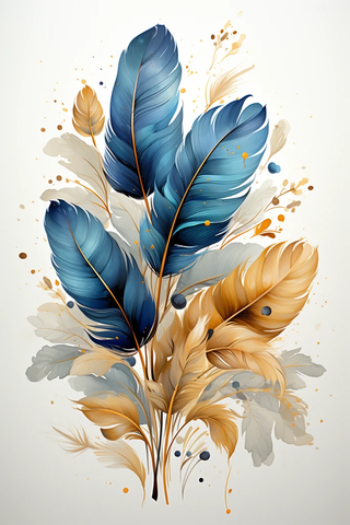 蓝色金色羽毛