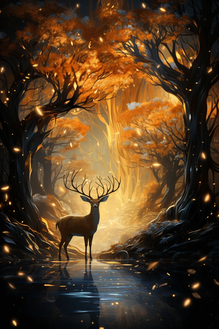 金树星光象鹿夜