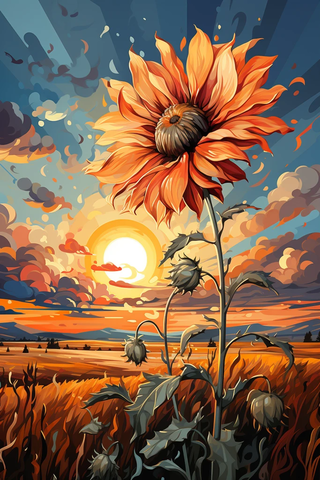 向日葵田与天空