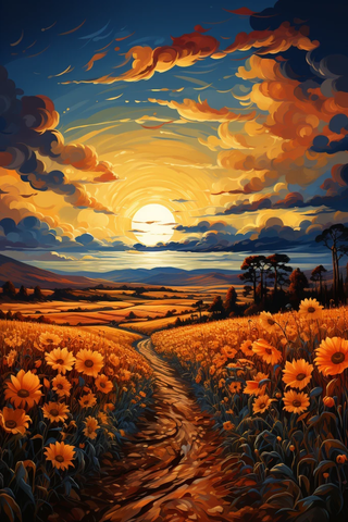 向日葵田与天空