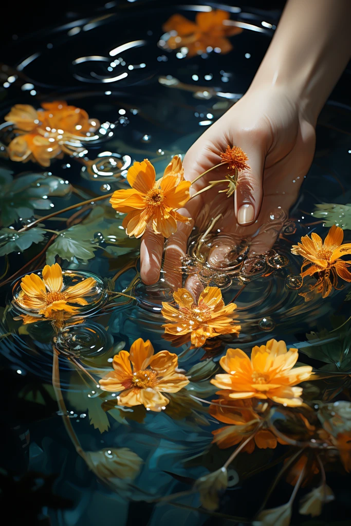 三朵睡莲水中轻