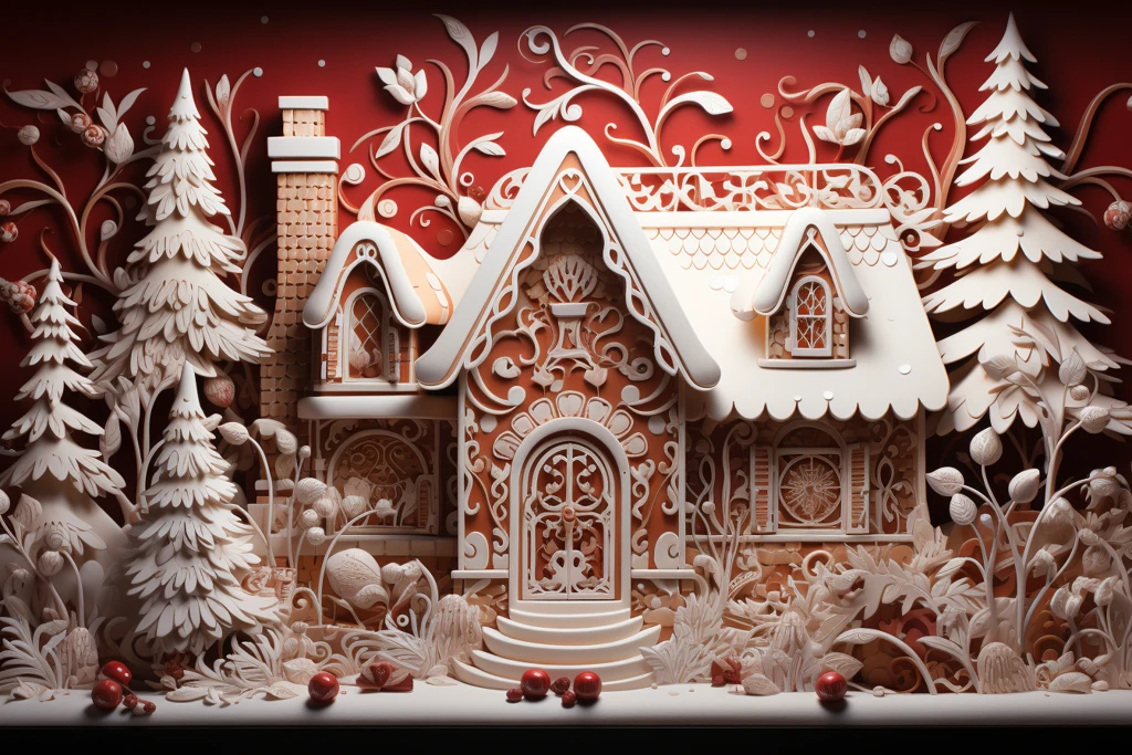圣诞姜饼屋雪景