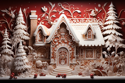 圣诞姜饼屋雪景